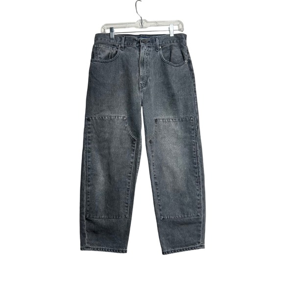 Levis Made & Crafted Barrel Crop Jeans Washed Black Double Knee Wide Leg 28
